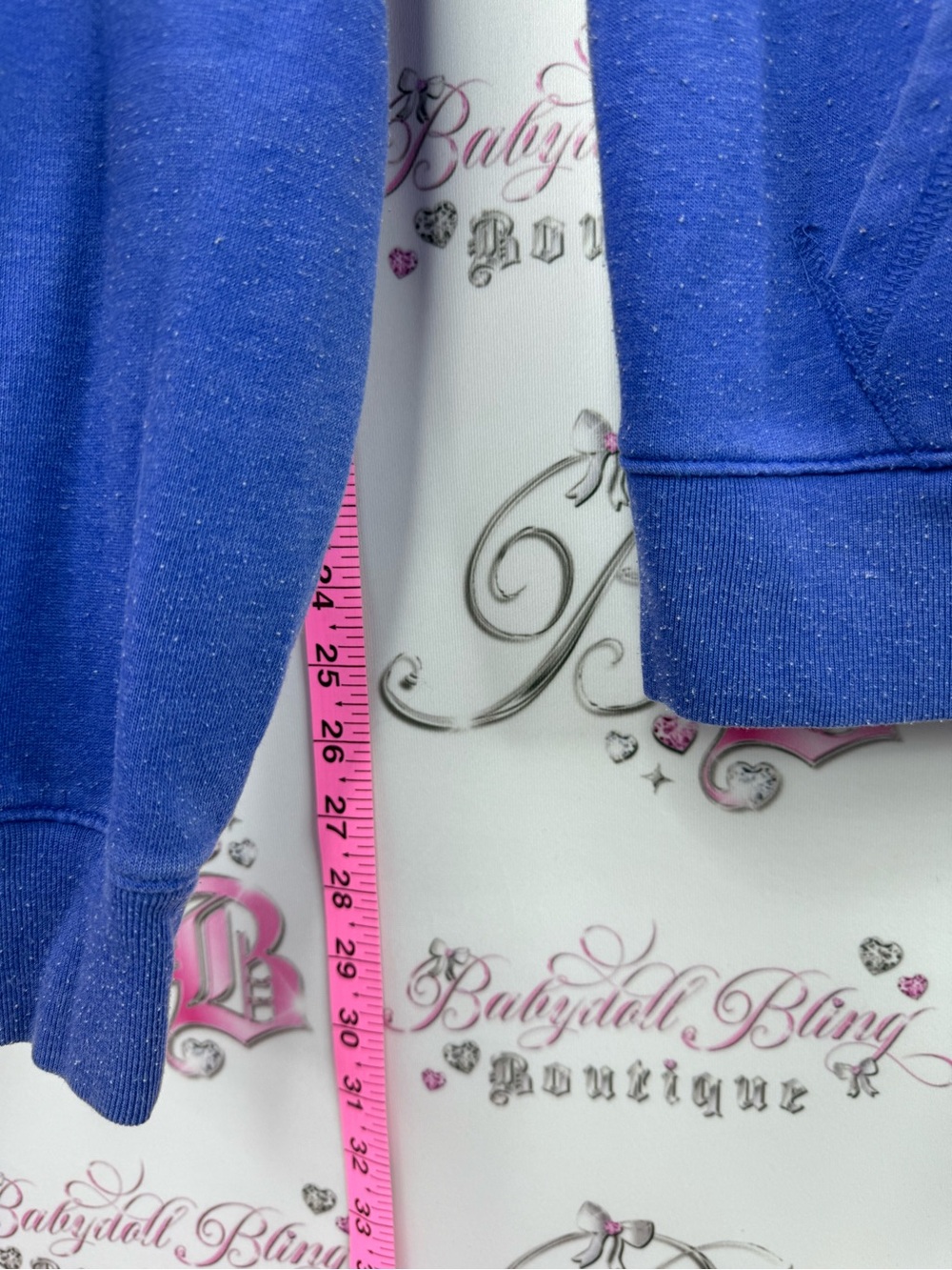 PINK Victoria's Secret Blue Zip-Up Hoodie with Black Logo sweater - Picture 3 of 8